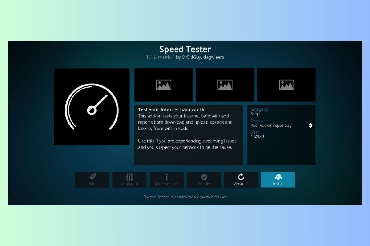 SpeedTester's add-on for Kodi