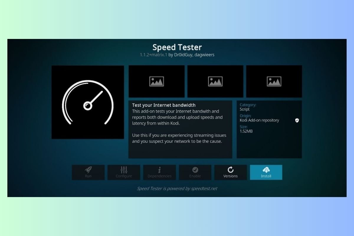 SpeedTester Add-on für Kodi