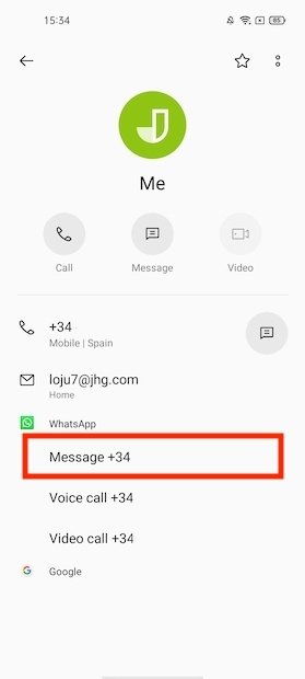 Lancer la conversation dans WhatsApp