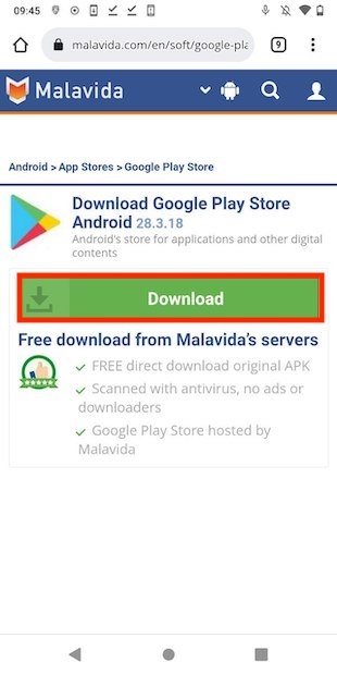 Start downloading the Play Store