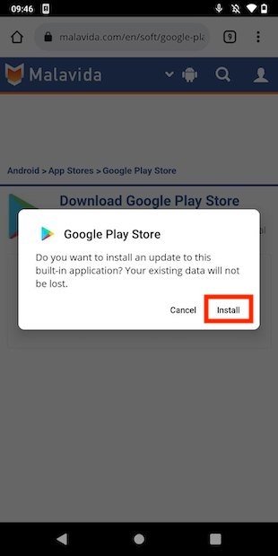 Start installing the APK