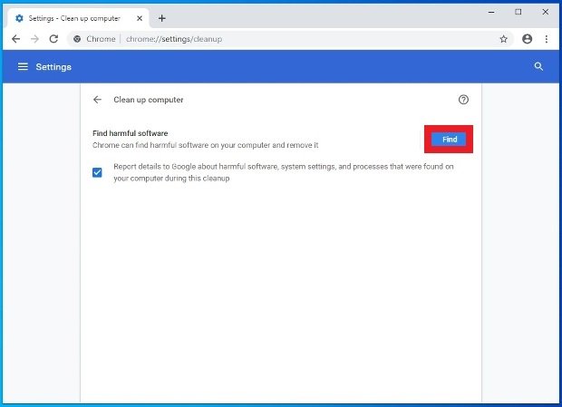 Avviare la ricerca di malware con Chrome