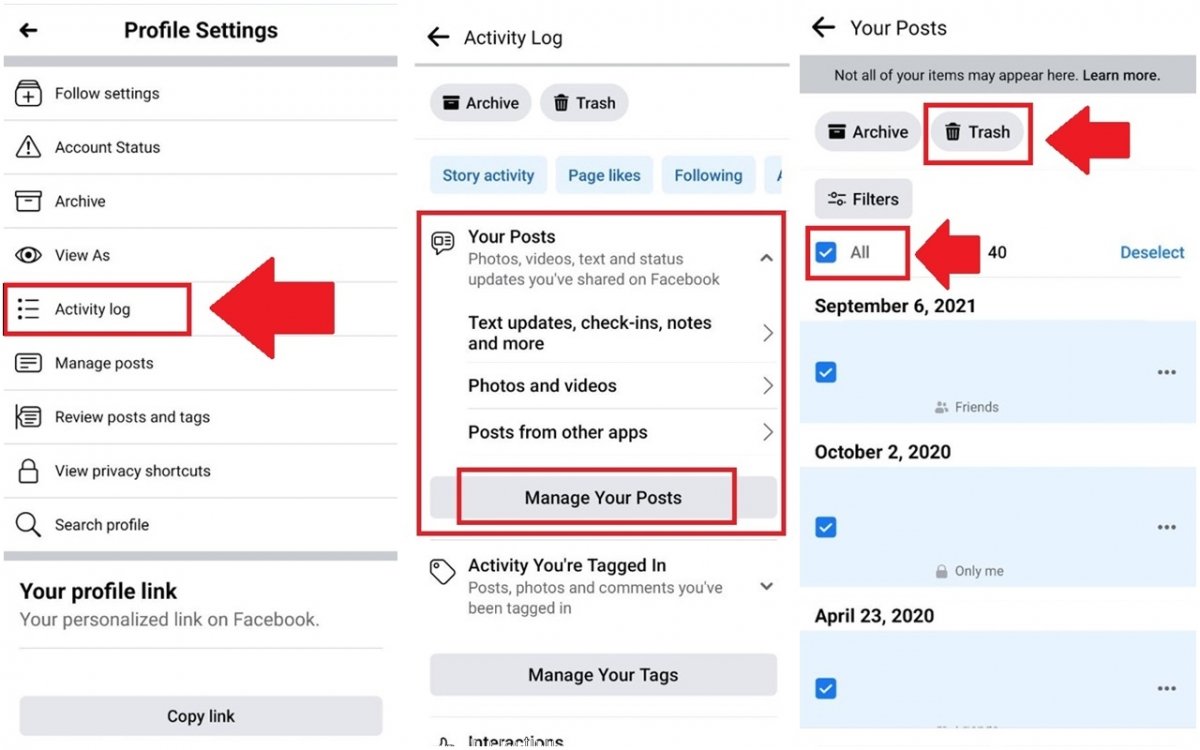 Step-by-step guide to be able to understand how to delete all the posts on your Facebook profile