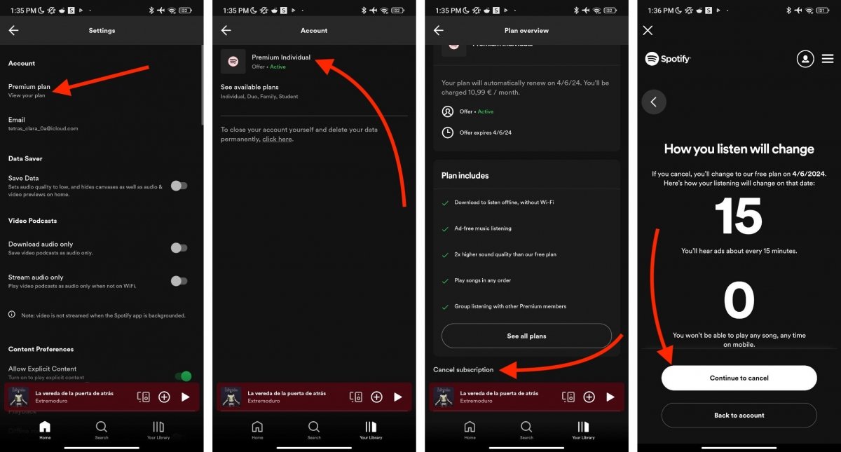 Steps to cancel Spotify Premium