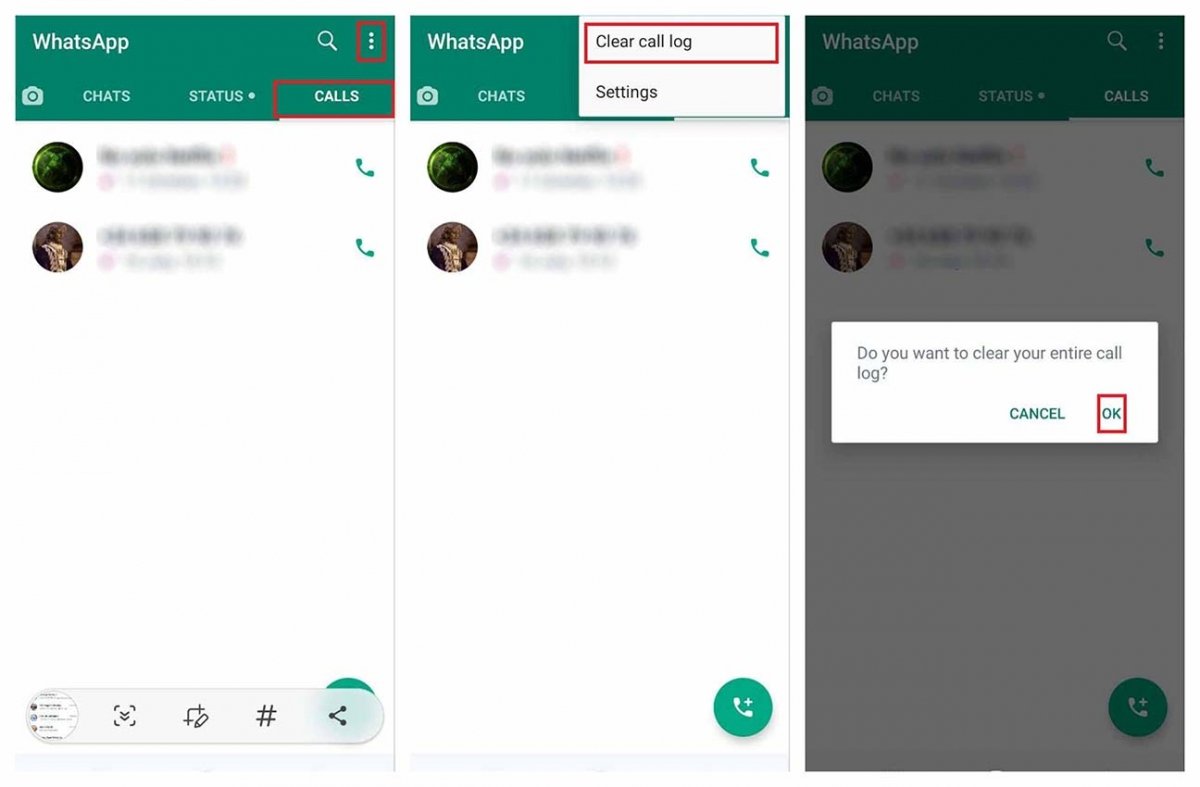 Как удалить журнал вызовов в WhatsApp