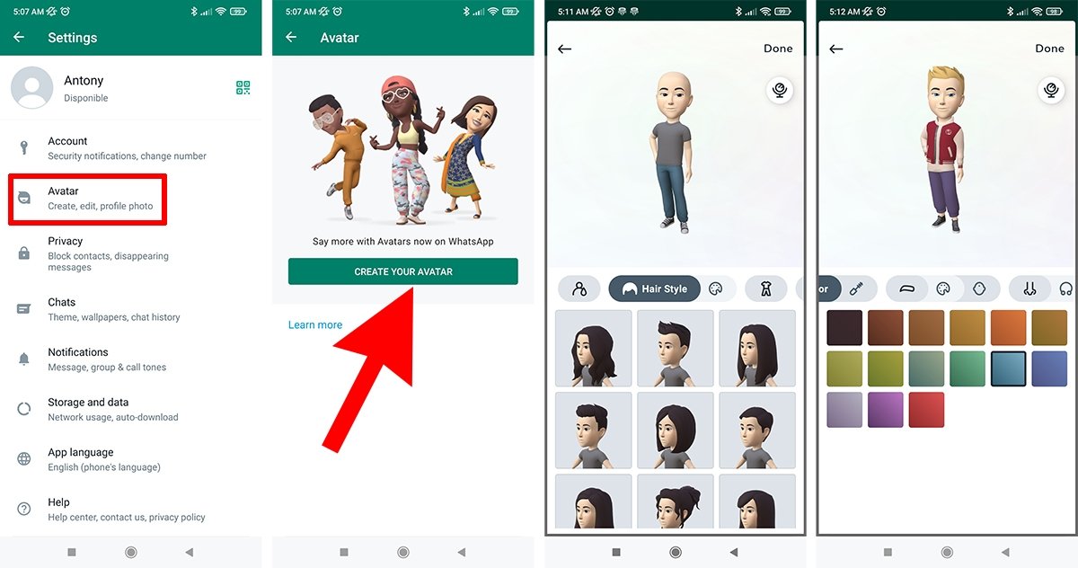 Passaggi per creare il tuo avatar personalizzato in WhatsApp