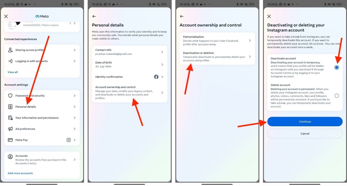 Steps to disable your Instagram account from the Android app