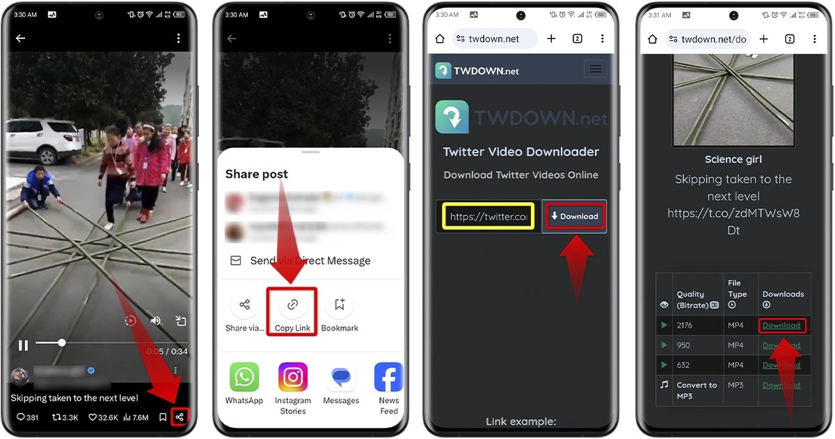 Steps to download videos from X Twitter with web pages