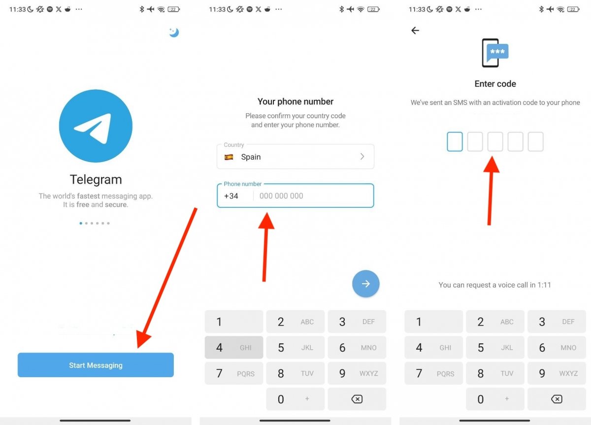 Steps to login or create a Telegram account