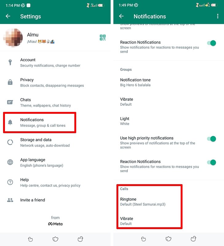 Steps to mute a call on WhatsApp