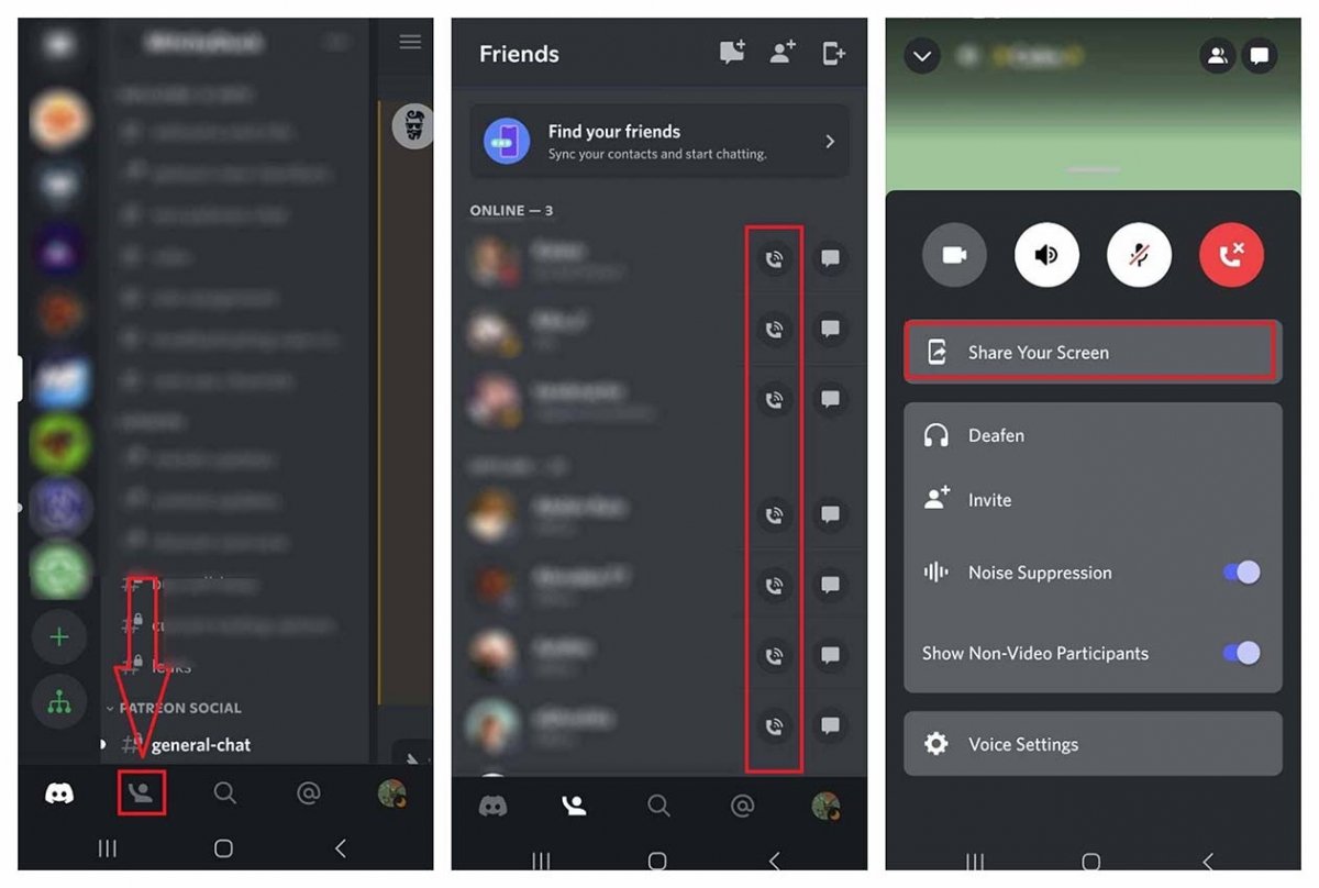 Passos para compartilhar a tela do aplicativo Discord no Android