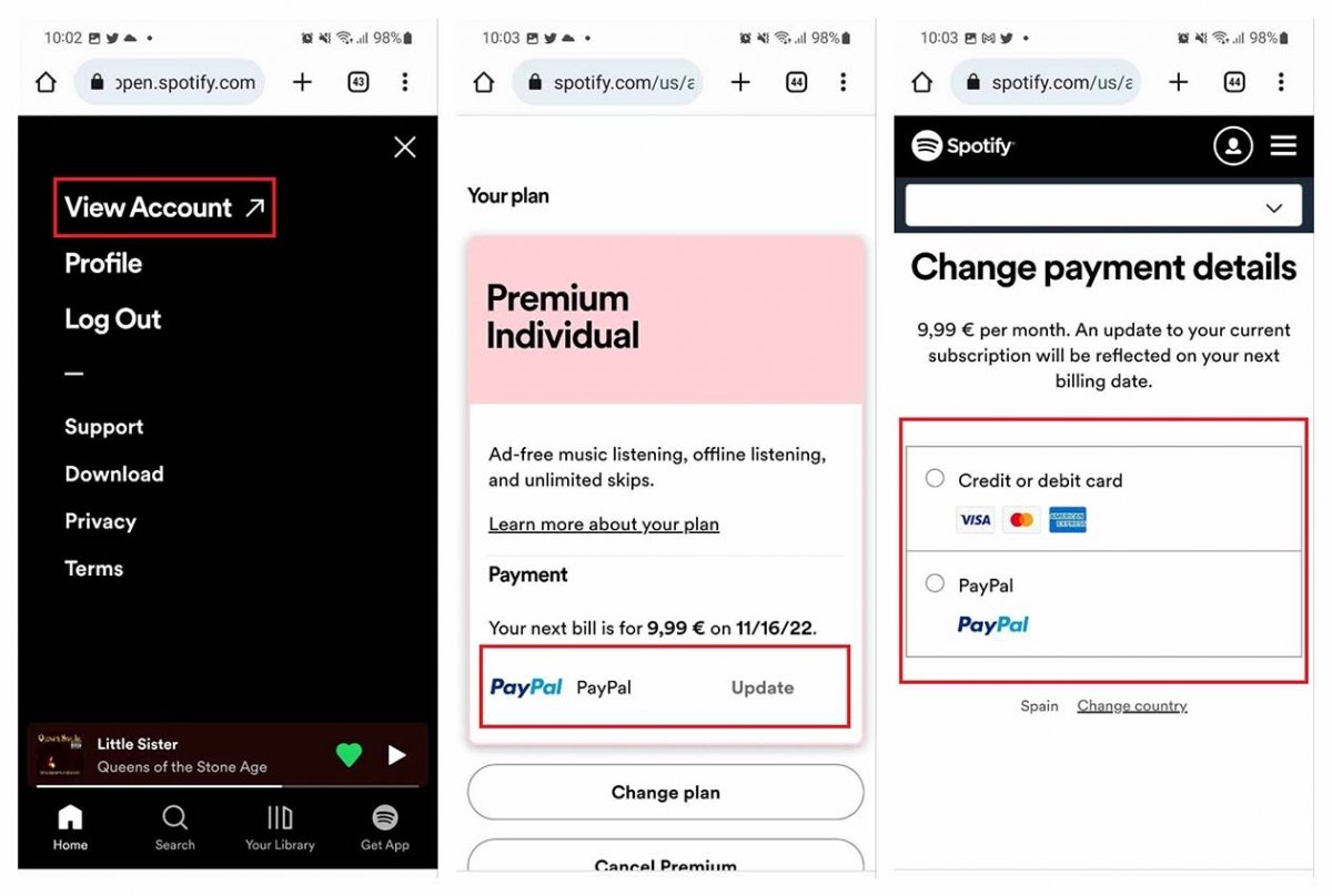 Marche à suivre pour mettre à jour votre mode de paiement dans Spotify