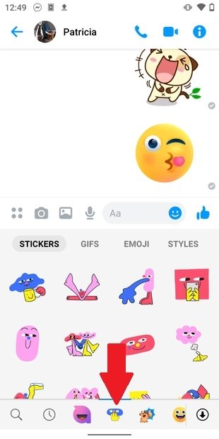 Paquete de stickers recién descargado