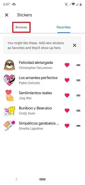 Ajustes de los stickers