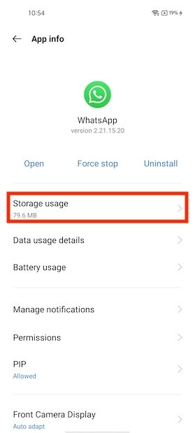 Storage settings