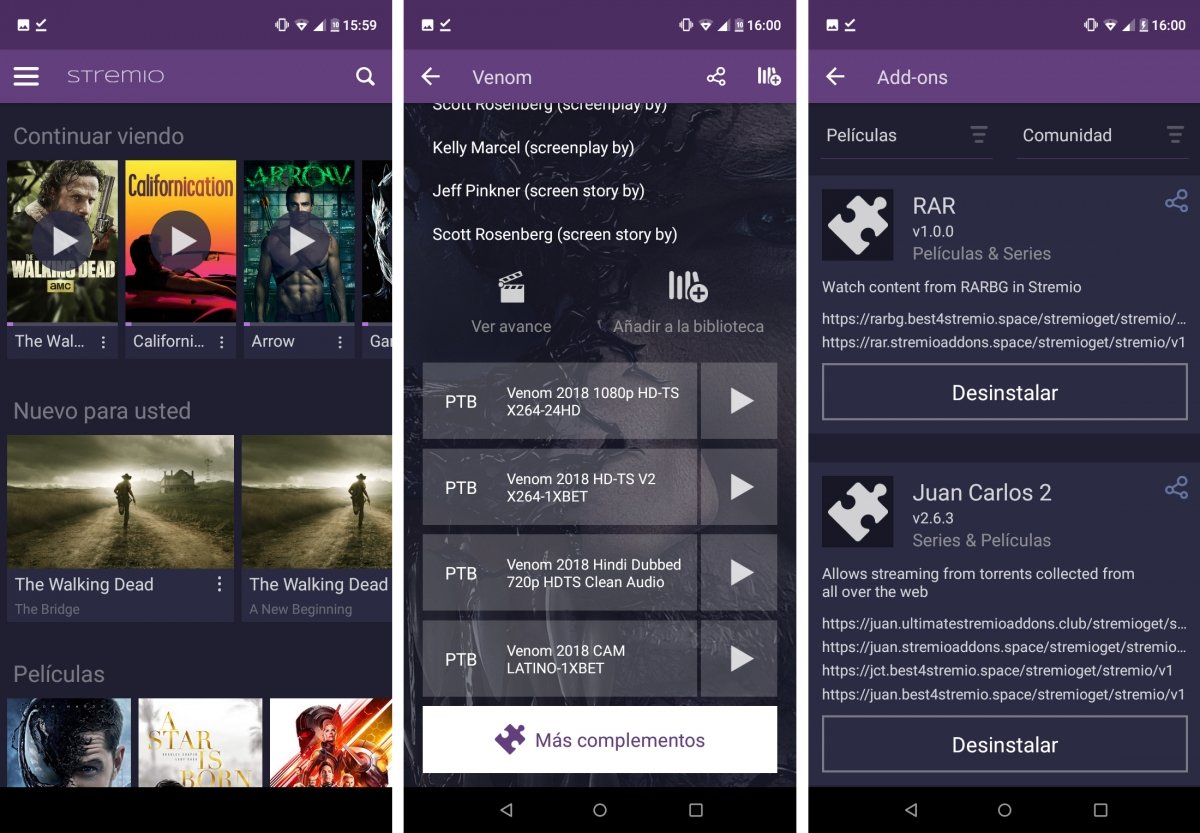 Stremio ofrece contenido gracias a addons