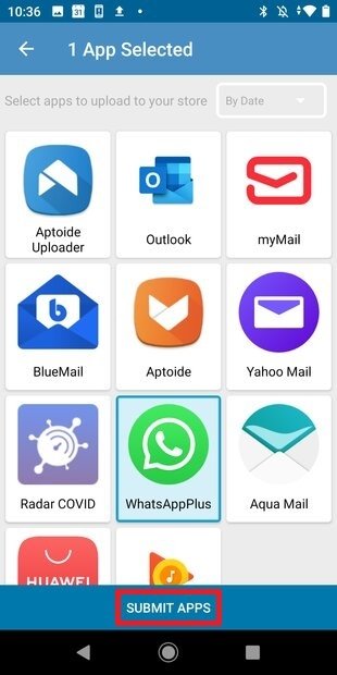 Envoi des applications