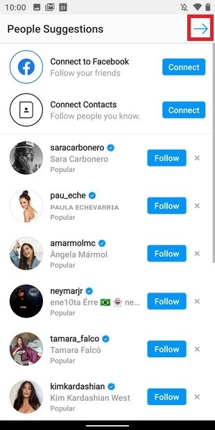 Suggested accounts to follow
