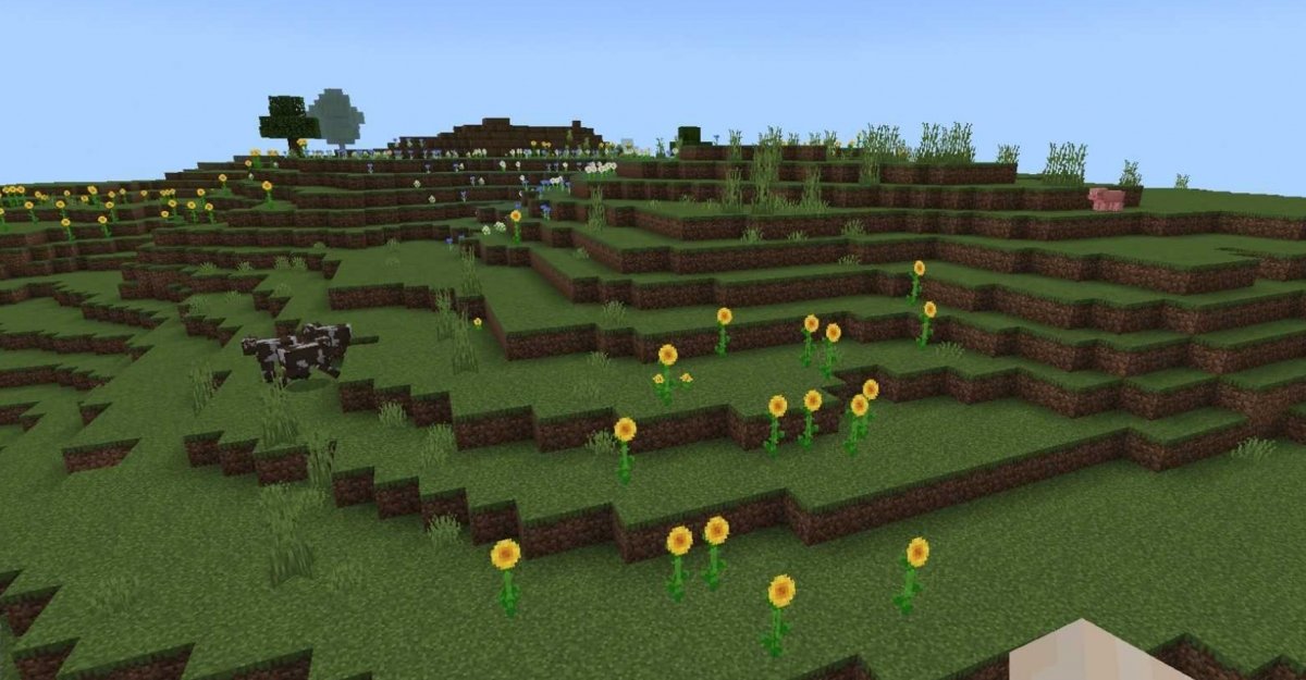 Campo de girassóis no Minecraft