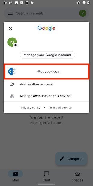 Switch between accounts