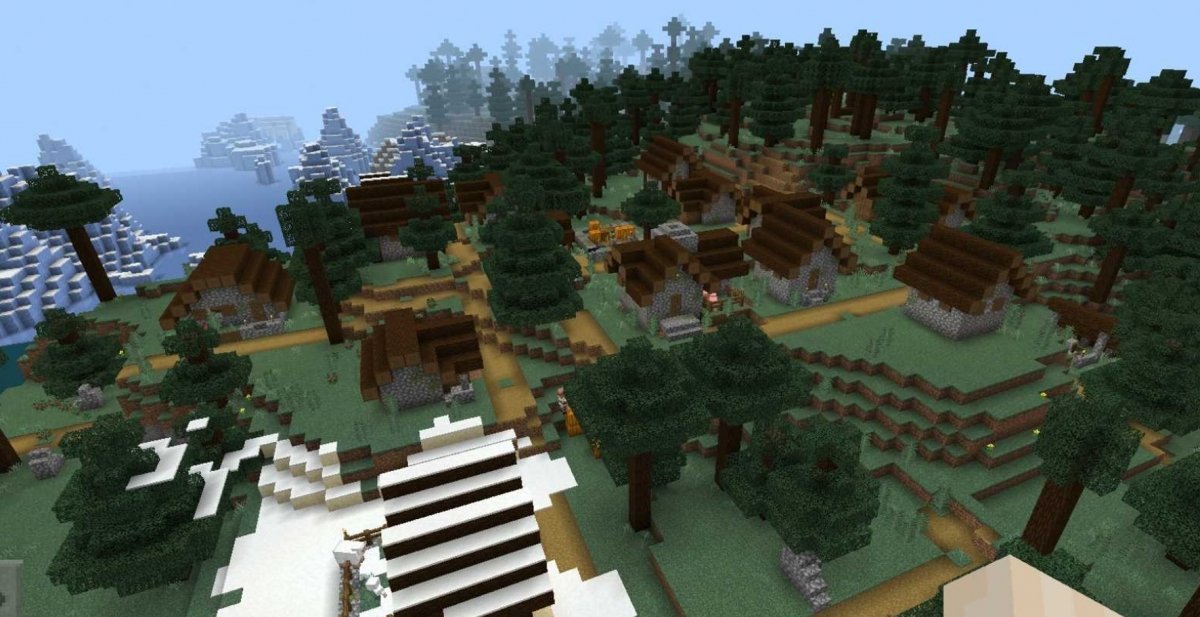 Taiga village in Minecraft.