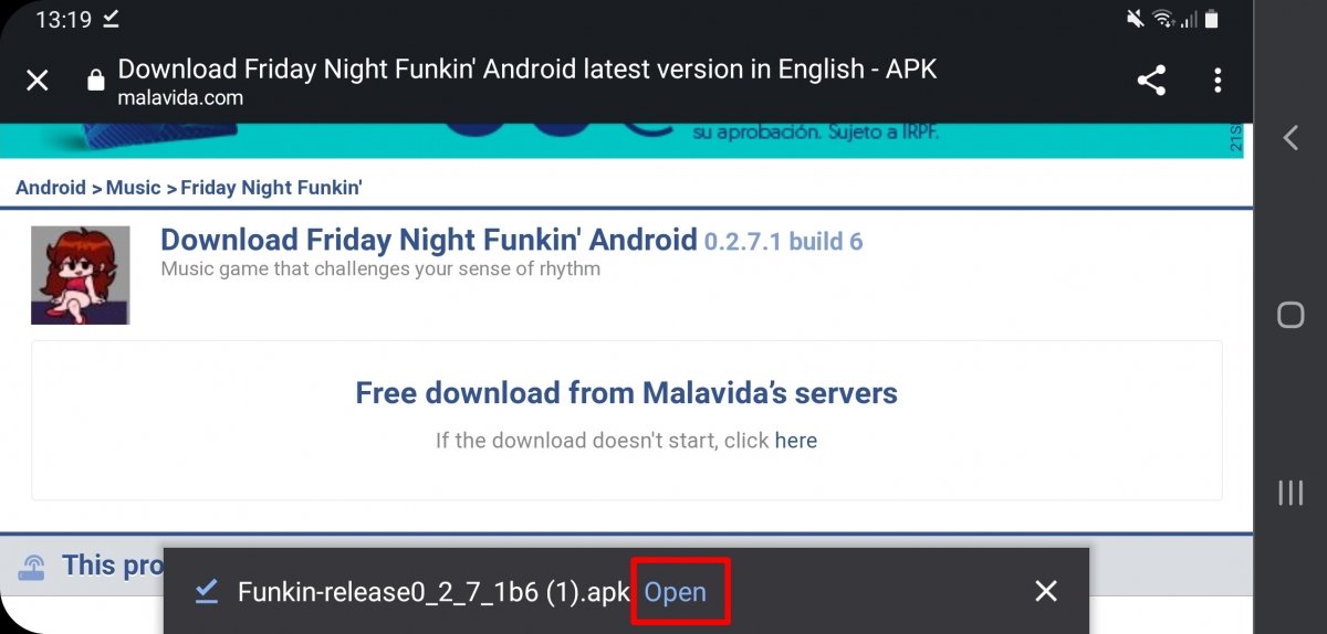 Tap on Open to open the APK