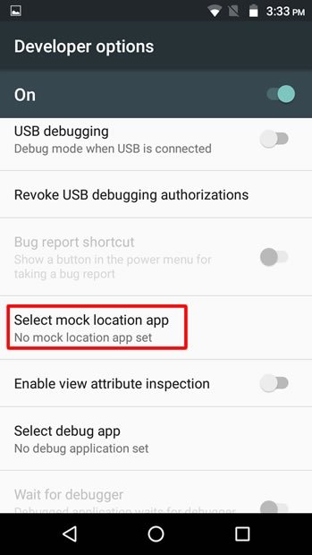 Tap on Select mock location app