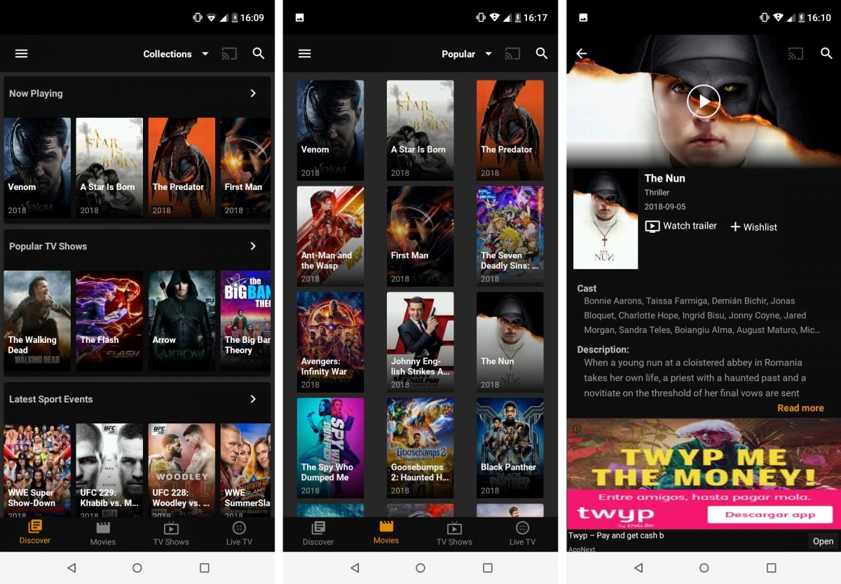 Tea TV es otra interesante apps con stremaings de vídeo