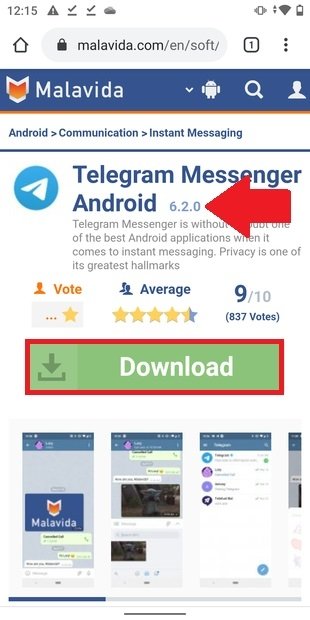 Fiche de Telegram dans Malavida