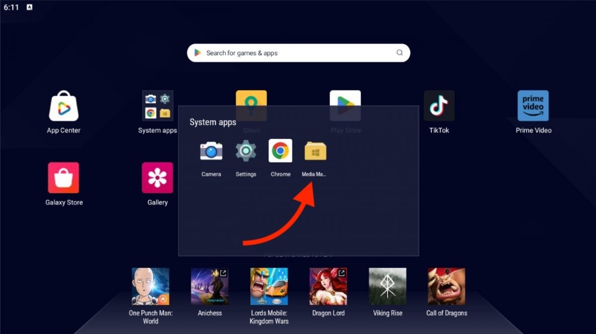 Le gestionnaire de médias de BlueStacks