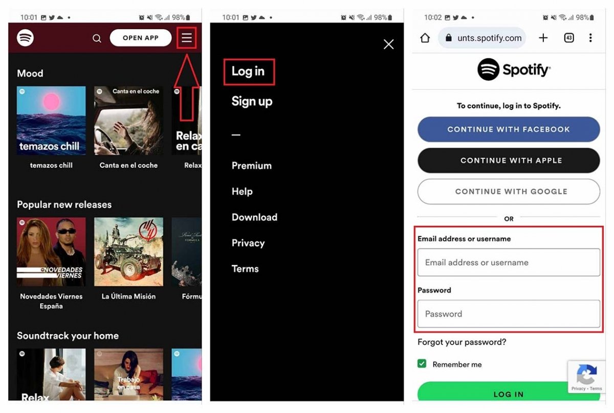 Primeiro você precisa fazer login no Spotify