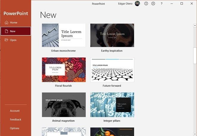 Themes gallery in PowerPoint