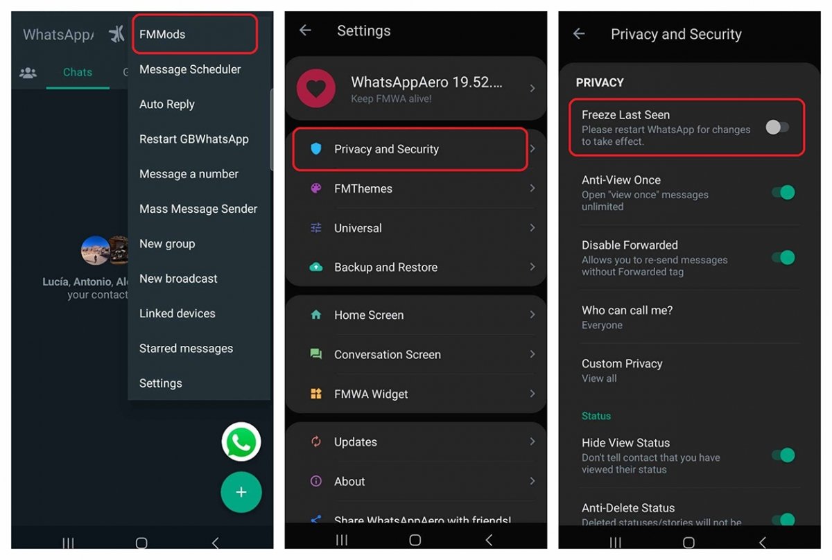 These are the steps to hide your online status in WhatsApp Aero