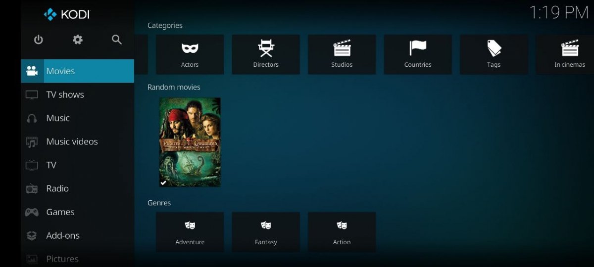 This is how movies appear once Kodi has recognized them