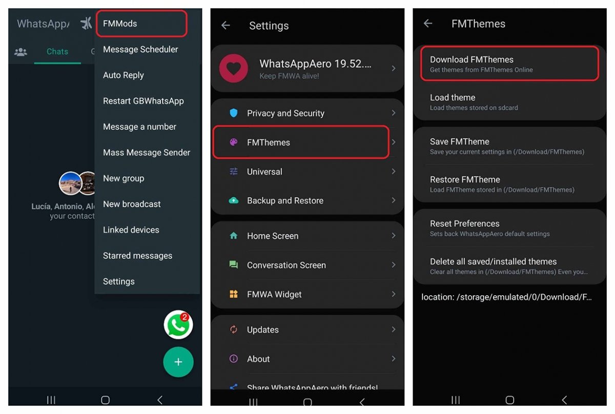 This is how we can easily download themes in the WhatsApp Aero app