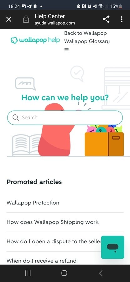 This is what Wallapop's help center looks like