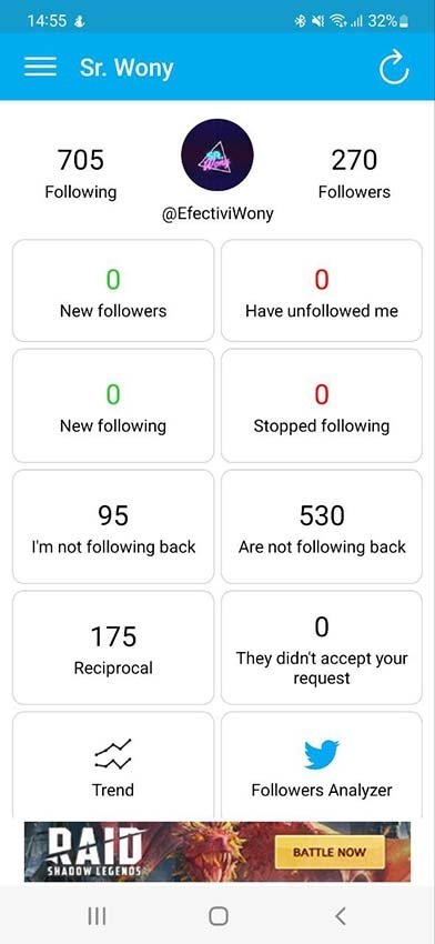 This screen updates according to your unfollows or your followers