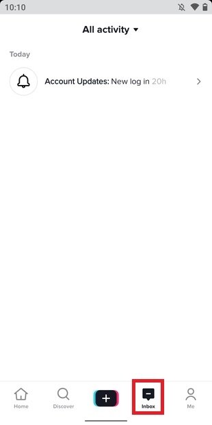 TikTok’s inbox section