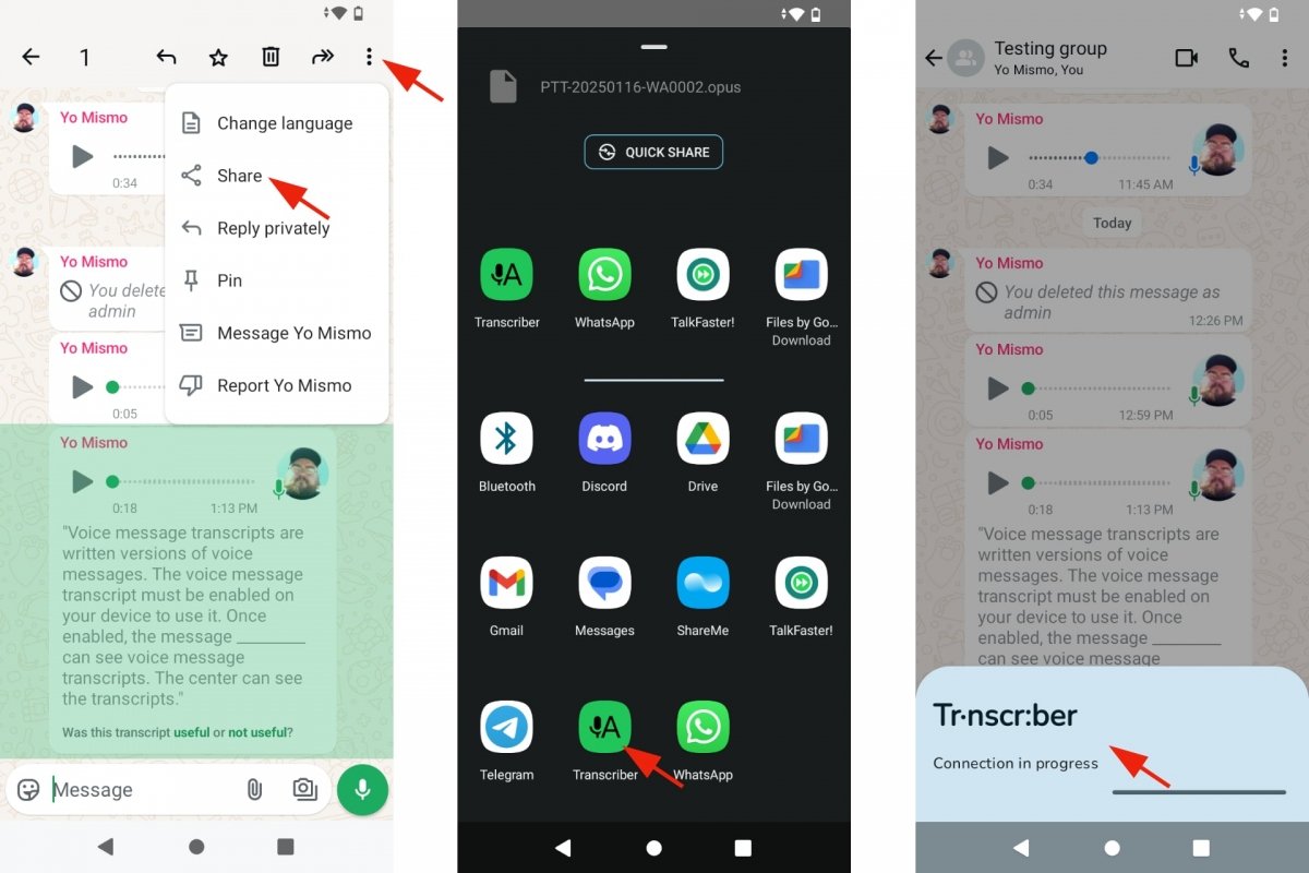 Transcrever áudios do WhatsApp com o Transcriber