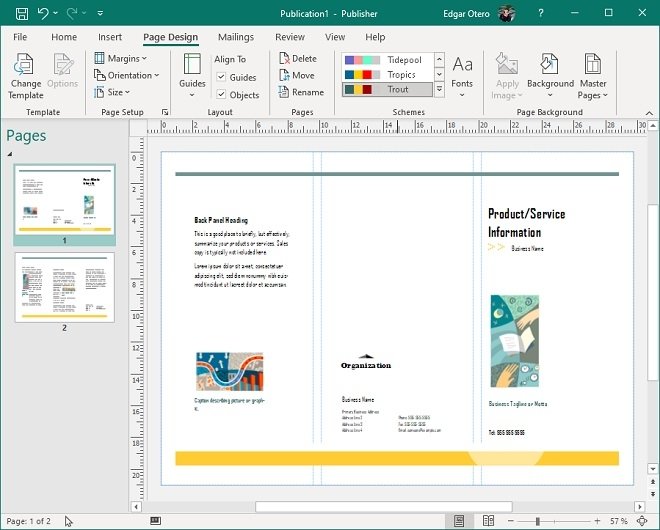 Trifold template in Publisher