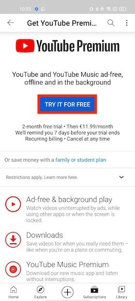 Try YouTube Premium for free