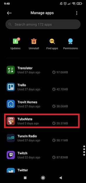 TubeMate in application management
