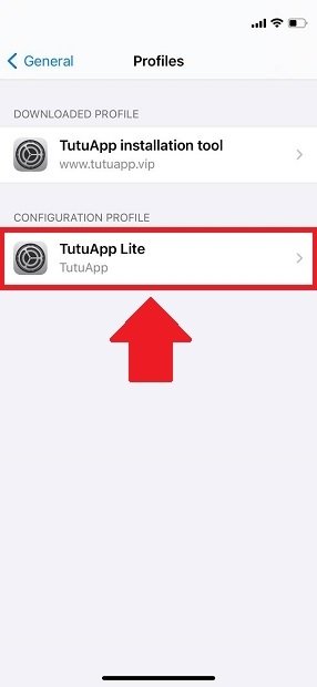 TutuApp profile on iOS