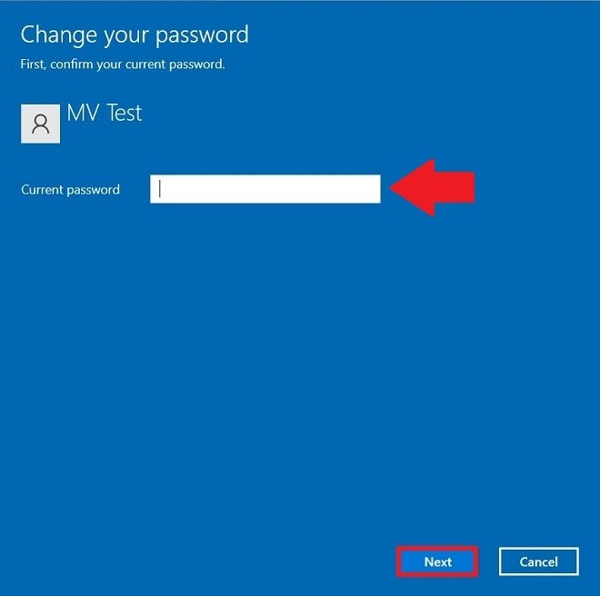 Type in your current password