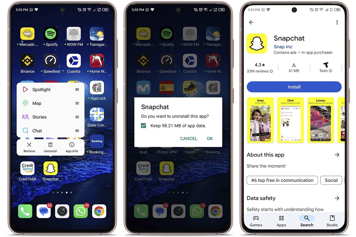 Uninstall and reinstall the Snapchat app