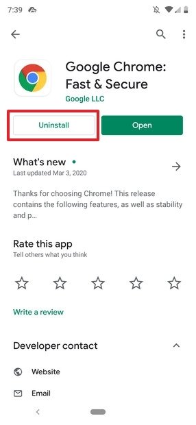 Uninstall Chrome updates