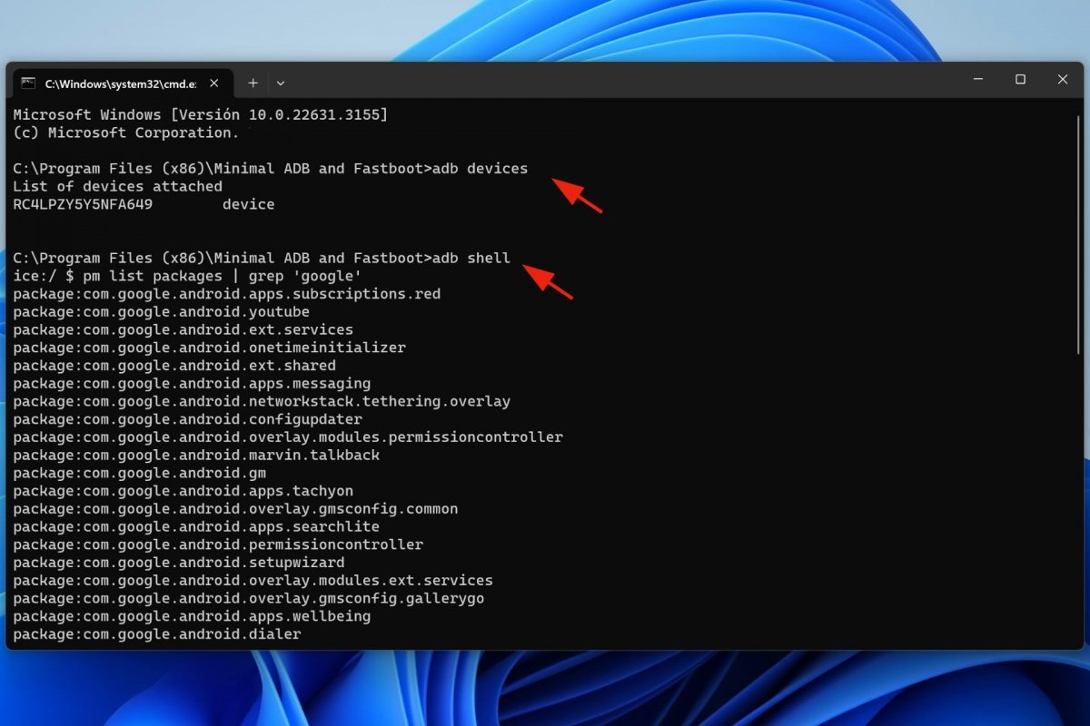 Uninstalling Google Play Services from the Windows Command Console