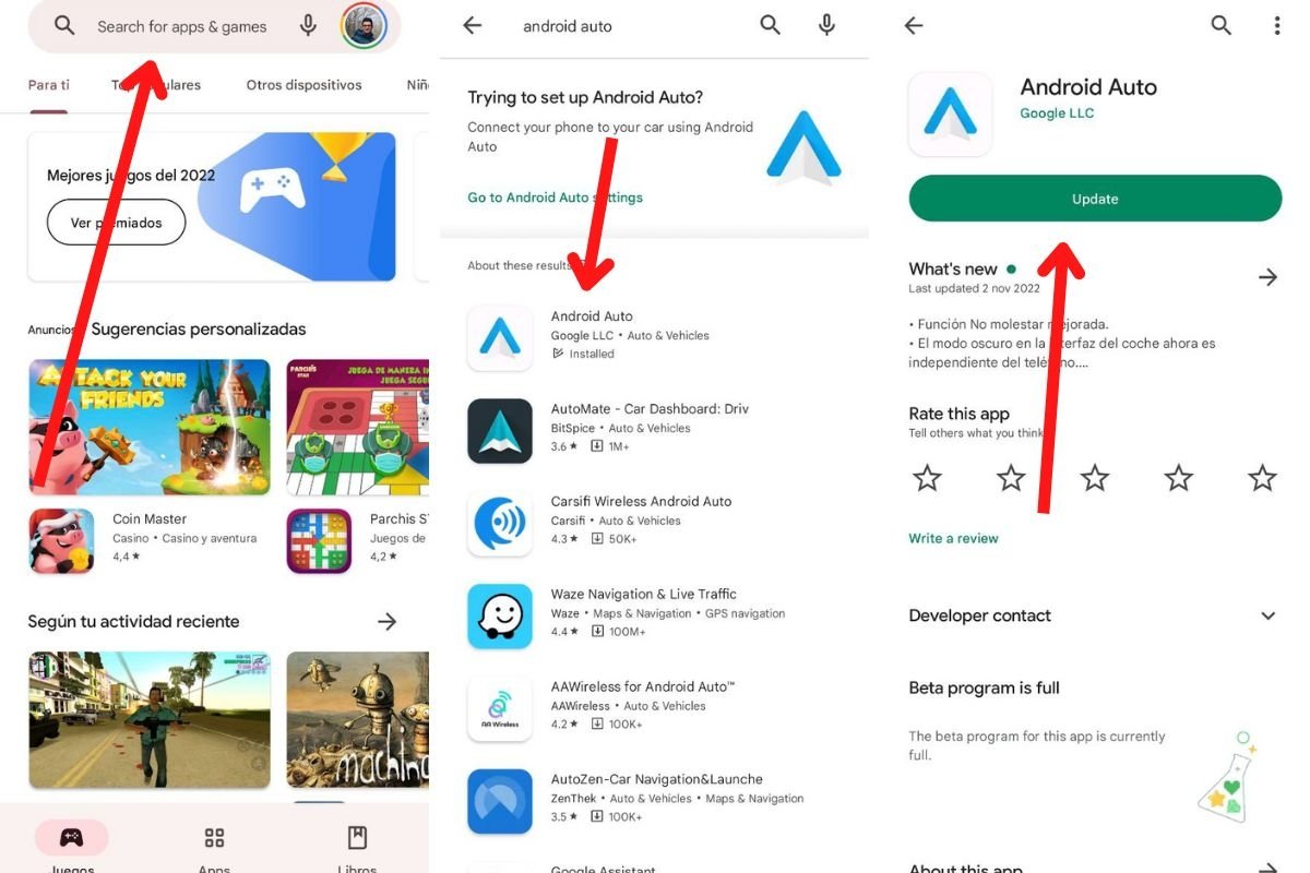 Update Android Auto from the Google Play Store