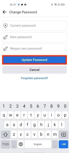 Aggiornare password