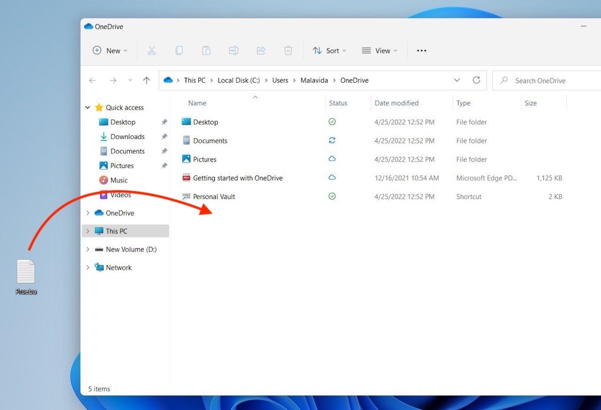 Carica un file su Onedrive